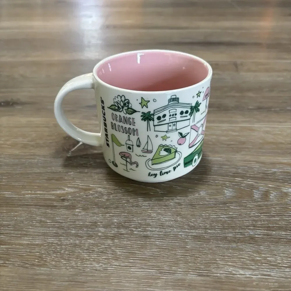 Starbucks FLORIDA “ Been There Series ” 14 oz Mug 2018 White Pink Green